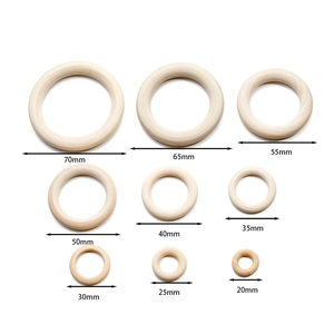 Natural wood rings in 9 sizes from 20mm to 70mm for DIY crafts and handbag handles