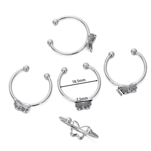 Detailed view of silver butterfly C-ring jewelry findings with 18.5mm diameter specs