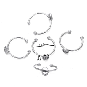 Silver stainless steel ring base with dimensions showing 18.5mm inner diameter for DIY