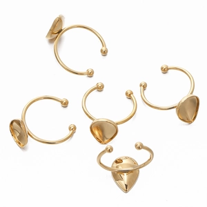 5 pieces of adjustable 18k gold-plated stainless steel pear-shaped ring base settings
