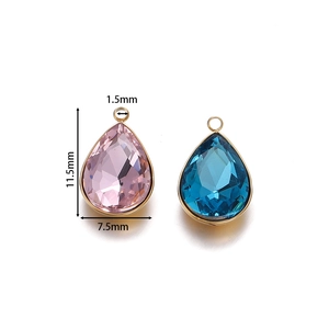 Colgantes de cristal gota de agua con marco dorado para joyería en rosa y azul oscuro