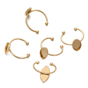 5pcs 18k gold-plated stainless steel marquise ring bases for DIY jewelry making