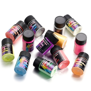 Detailed set of 12 multi-colored 20g bottles of luminous powder for DIY crafts