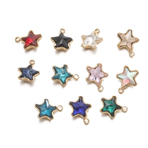 Colorful 18k gold plated star pendants with embedded crystals for DIY jewelry making