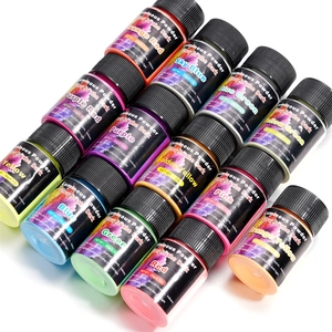 Set of 13 colorful 20g long-lasting luminous powders in clear bottles for DIY crafts