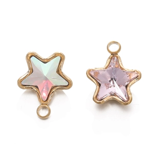 18k gold-plated star-shaped crystal pendants with multi-faceted cut for DIY jewelry making