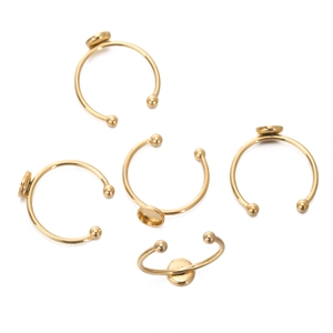 DIY 18k gold plated stainless steel ring bases with flat pads for jewelry making