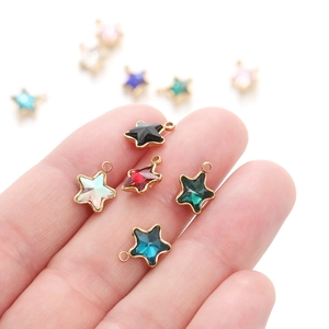 Colorful stainless steel star pendants with crystals for DIY jewelry earrings and bracelets