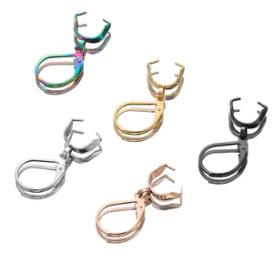 Leverback earring hooks with prong settings in five metallic finishes for DIY jewelry