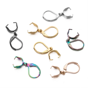 Detailed set of leverback earring hooks in diverse metallic finishes for DIY jewelry making