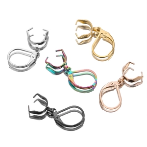 Macro detail of stainless steel lever back earring hooks in five assorted metallic finishes