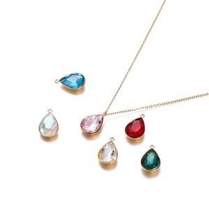Colgantes de corazón de cristal gota de agua en cadena dorada en varios colores para DIY