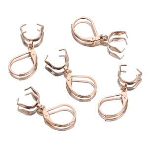 Five rose gold leverback ear hooks with snap bails for DIY jewelry making