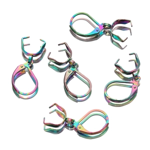Rainbow plated stainless steel French ear hooks with pinch bails for DIY jewelry making