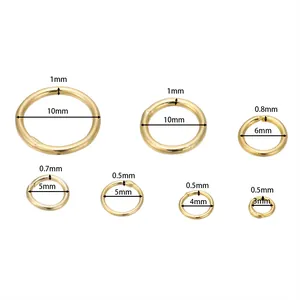 Anellini aperti placcati oro 14K in varie misure da 3mm a 10mm per creazione gioielli DIY