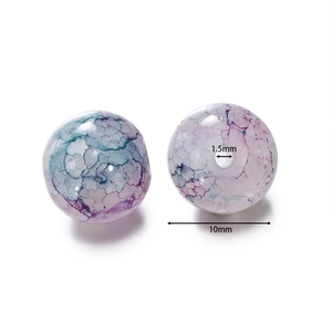Perles de verre craquelé 10mm style impressionniste pour création de bijoux DIY
