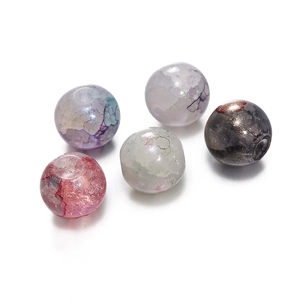 Détail de perles en verre colorées de 10 mm style impressionniste pour bijoux artisanaux
