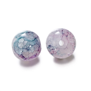 Détail macro de perles de verre 10mm avec motif craquelé impressionniste pour bijoux