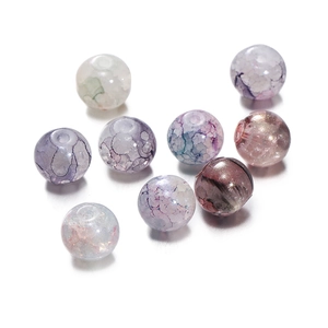 Détails macro de perles d'art de 10 mm avec effet de peinture à l'huile et fissures de glace