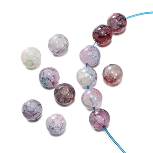 Perles en verre de 10mm style peinture impressionniste pour création de bijoux