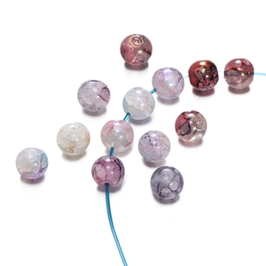 Perles en verre de 10mm style peinture impressionniste avec fissures pour bijoux DIY