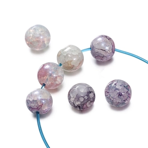 Perles en verre de 10mm style peinture à l'huile avec accents dorés pour création de bijoux