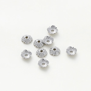 Silver hollow flower bead caps for DIY jewelry making and bracelet accessories