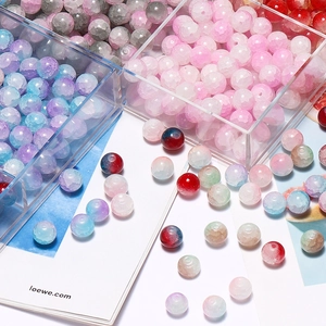 Macro view of 10mm cracked glass beads in various colors for DIY jewelry making