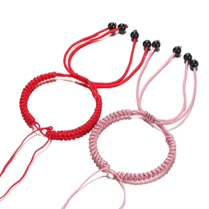 Handgemaakt Gevlochten Verstelbaar Armbandkoord Polyester Touw DIY Sieraden Maken Draad Met Zwarte Kralen Voor Heren Dames Etnische Stijl