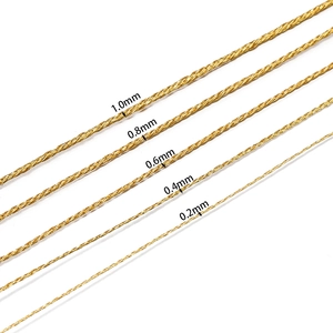 Comparison of gold metallic threads in five sizes from 0.2mm to 1.0mm for DIY crafts