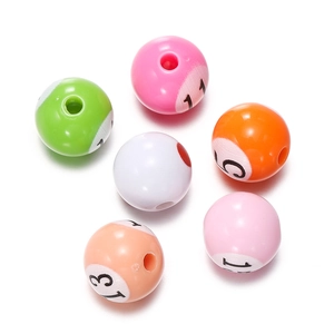 Mixed colorful acrylic billiard-style number round beads for DIY jewelry making crafts