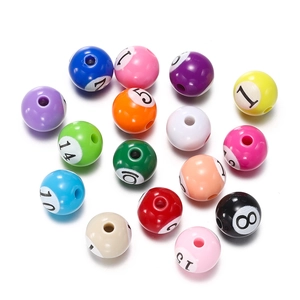Colorful acrylic billiard ball numbered beads for DIY jewelry making accessories