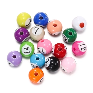Colorful acrylic billiard-style number beads for DIY jewelry making accessories