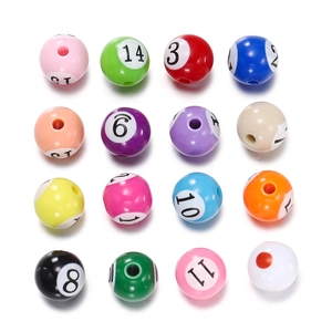 Acrylic Pool Ball Style Loose Beads For Jewelry Making DIY Printed Number Colorful Round Spacer Beads For Crafting Bracelet