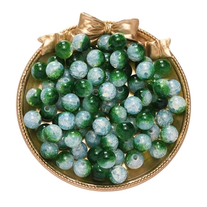 10mm dark green and ice crackle white glass beads for DIY jewelry making