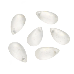 Detailed view of 8x14mm drop-shaped glass beads with glitter for DIY jewelry making