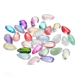 Colorful 8x14mm teardrop glass beads with top drill hole for DIY jewelry making