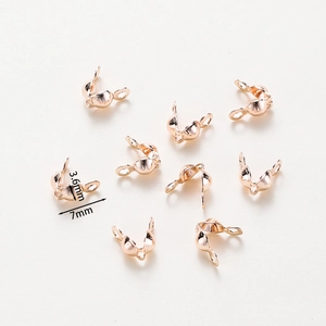 Macro detail showing 3.6mm rose gold plated bead tips for DIY jewelry connectors