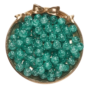 Lake green 10mm frosted ice crackle glass round beads for DIY jewelry making