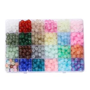 24-color 8mm glass apple beads kit in a transparent storage box for DIY jewelry making