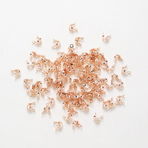 Bulk rose gold plated fold-over cord end connectors for DIY jewelry making