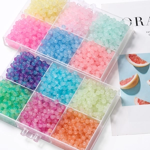 12-grid organizer box with colorful matte glass apple beads for DIY jewelry making crafts