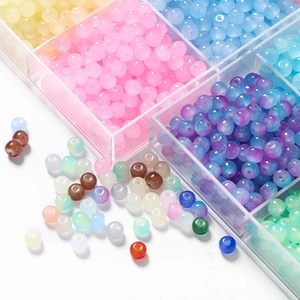 Close-up of 8x7mm glass apple beads in colorful macaron shades for DIY jewelry making