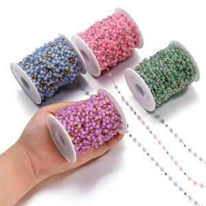 Stainless Steel Cat Eye Glass Bead Chain For DIY Jewelry Making Necklace Bracelet Material Handmade Craft Findings