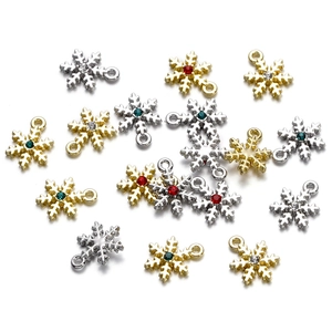 Colgantes de copo de nieve barrocos con cristales oro y plata para joyería DIY