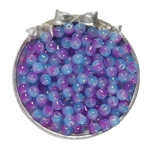 8x7mm Gradient Blue and Purple Glass Apple Beads for DIY Jewelry Crafting Projects
