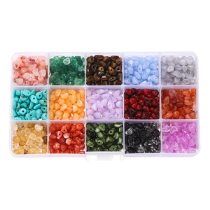 Detail of 15-grid storage box with colorful 5-8mm irregular acrylic stone beads for DIY
