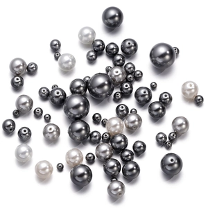 Polished 3-12mm crystal glass pearls in silver grey and white for DIY jewelry making