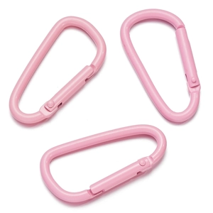 Tre moschettoni a D in alluminio rosa con clip a molla per gioielli fai da te e chiavi