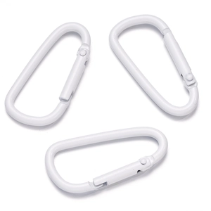 Tre moschettoni in alluminio bianco per gioielli fai da te e borse